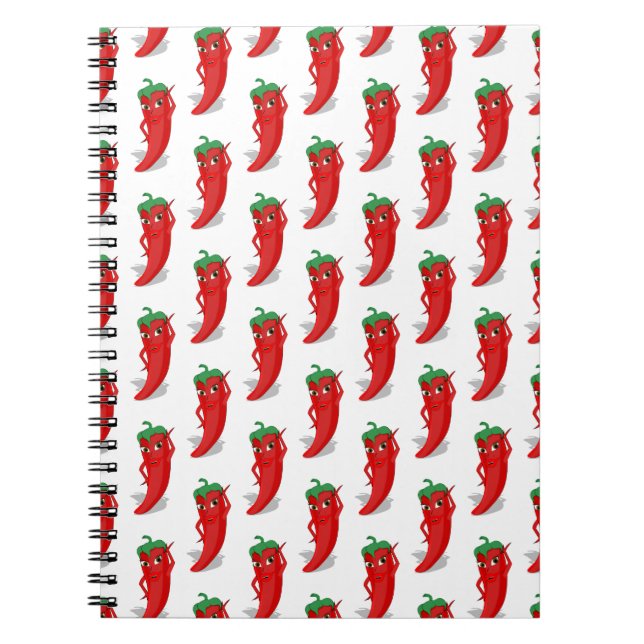 Carnet Red Pepper Diva Cartoon Pattern (Devant)