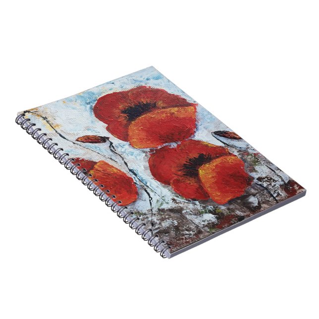 Carnet Red Poppies fleur pavot à fleur whimsjournal bloc- (Côté Droit)