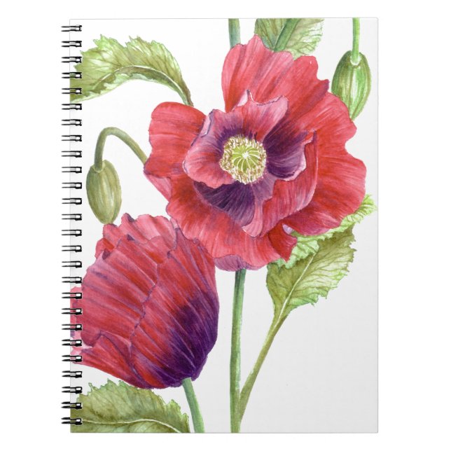 Carnet Red Poppies Floral Art (Devant)