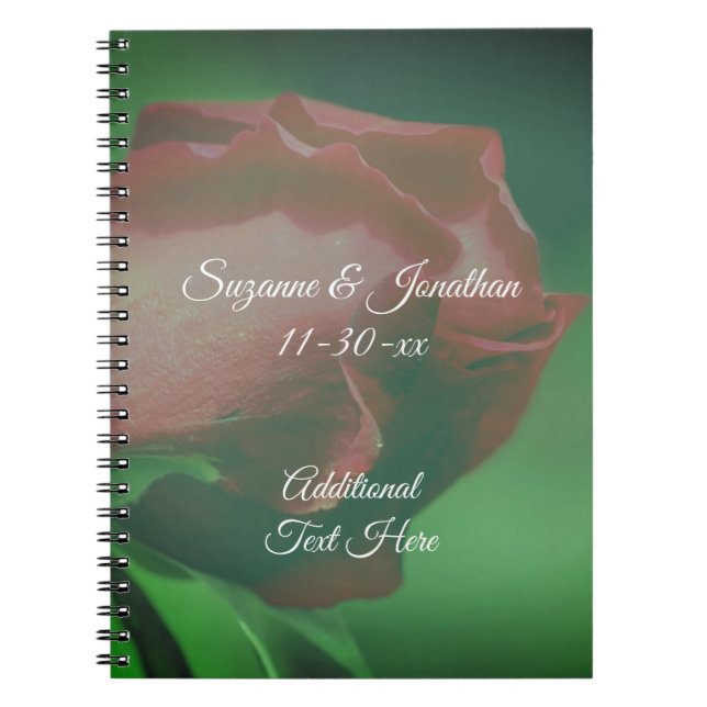 Carnet Red Rosebud Flower Personalized Wedding (Devant)