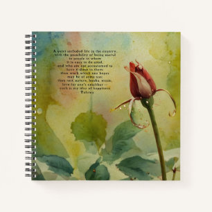 Carnet Red RoseBud Leo Tolstoï Citation Floral Green Jour