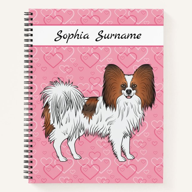 Carnet Red Sable Papillon Happy mignon chien sur les coeu (Devant)