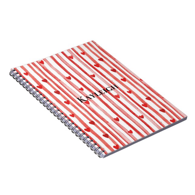 Carnet Red Stripes & Coeurs (Côté Droit)