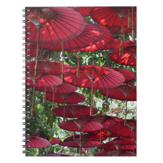 Carnet Red Umbrellas in the Sky - Asian Spiral Notebook
