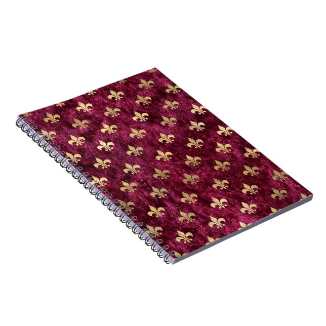 Carnet Red Velvet Fleur De Lis Mardi Gras Orleans Pattern (Côté Droit)
