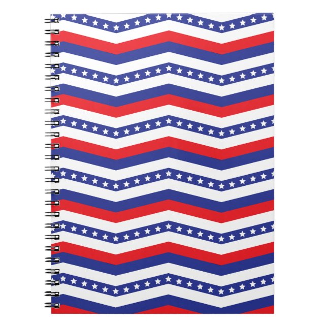 Carnet Red White and Blue Stars and Stripes Chevron (Devant)