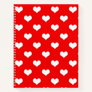 Carnet Red White Love Heart Motif Design