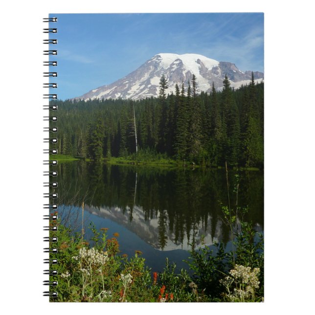 Carnet Reflet du lac du mont Rainier avec des fleurs sauv (Devant)