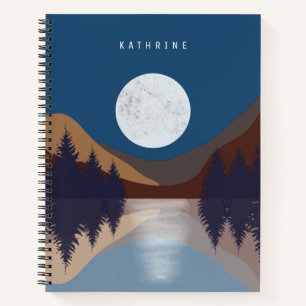 Carnet Réflexion de la lune de la forêt Abstraite rustiqu