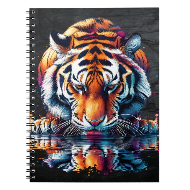 Carnet Réflexion du tigre buvant de l'eau (Devant)