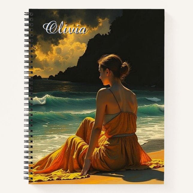 Carnet Réflexion nocturne côtière personnalisée (Devant)