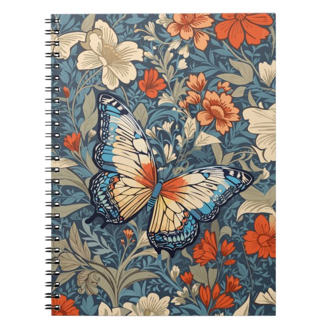 Carnet Regal Butterfly Amidst William Morris Floral (Devant)
