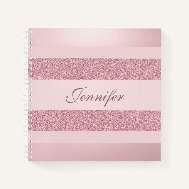 Carnet Regard scintillant couleur or rose écriture manusc (Devant)