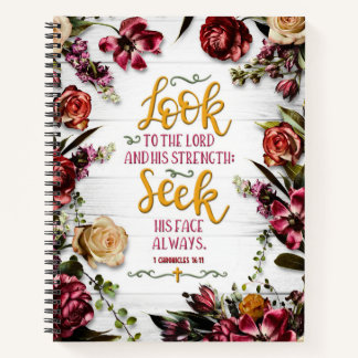Carnet Regardez le Seigneur avec des fleurs sur le bois