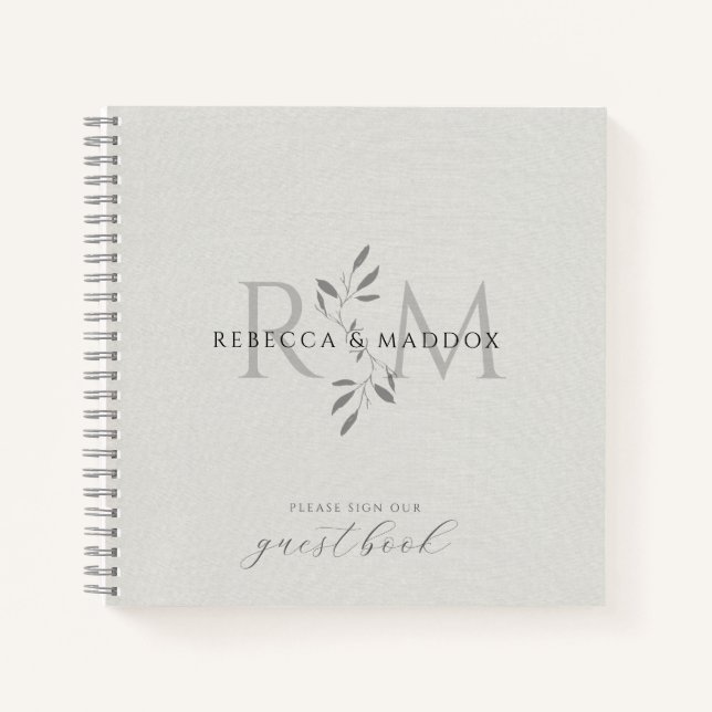 Carnet Registre de mariage à monogramme botanique moderne (Devant)