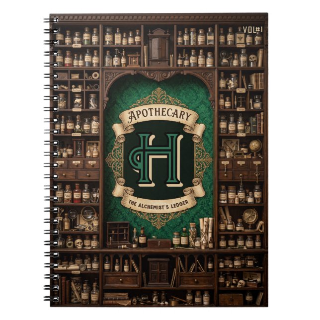 Carnet Registre de Monogramme d'Apothicaire et d'Alchimis (Devant)