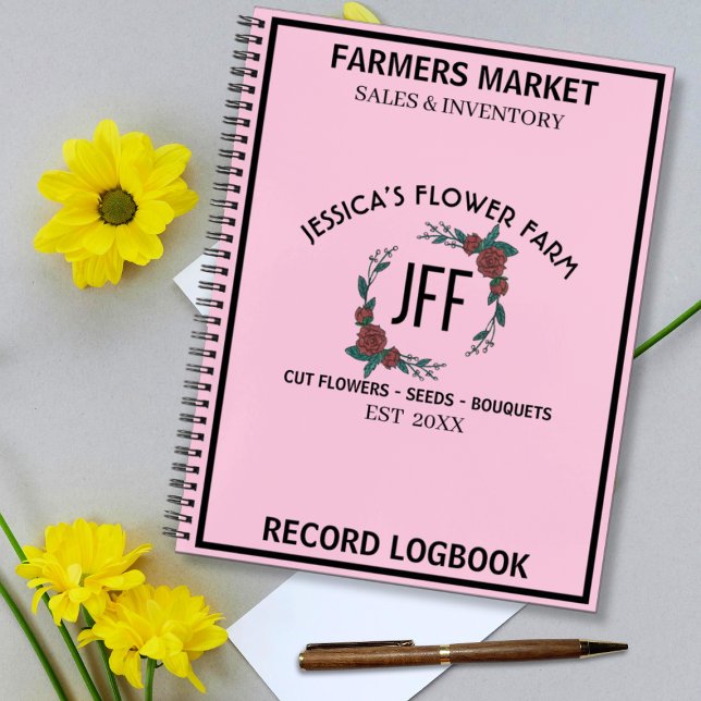 Carnet Registre des ventes de la ferme de fleurs rose et  (Créateur téléchargé)