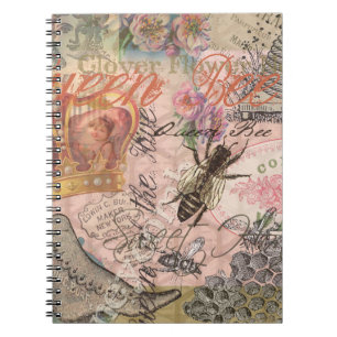 Carnet Reine Abeille Vintage Beau Collage