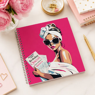 Carnet Reine d'anniversaire tendance personnalisée