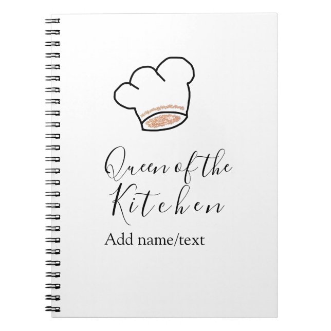Carnet Reine de la cuisine chef cuisine ajouter nom couro (Devant)
