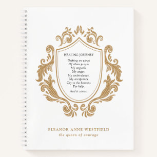 Carnet Reine du Courage Guérison Voyage Poème Or Baroque