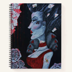 Carnet Reine Rouge Cœurs Alice Wonderland Cartes Goth Art