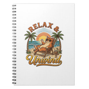 Carnet Relax & Unwind Chat de Plage Design de Gravure Vin