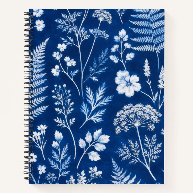 Carnet Relié Collège Floral Botanique Bleu (Devant)