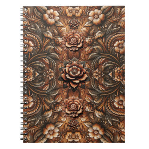 Carnet Relief Cuir Faux Fleurs Style Vintage