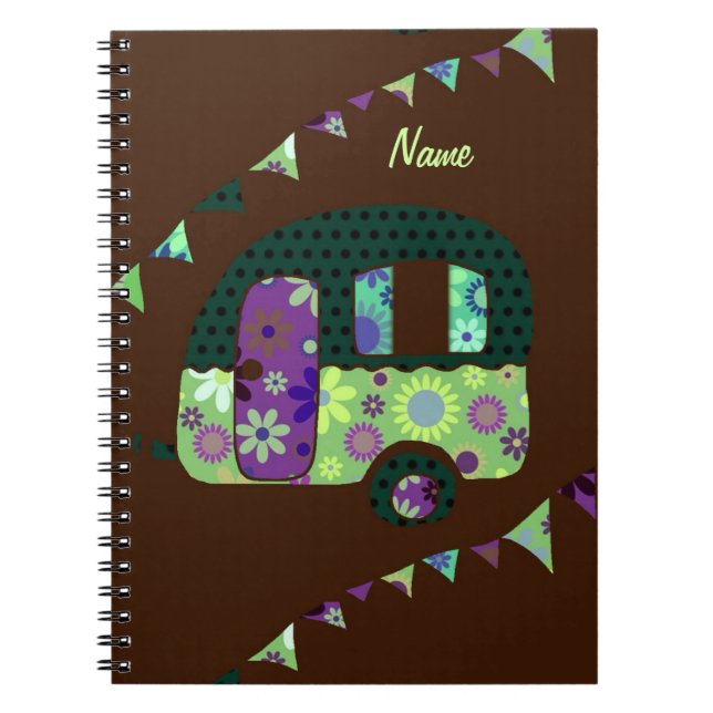 Carnet Remorque rétro Shabbychic, camping-car, caravane (Devant)