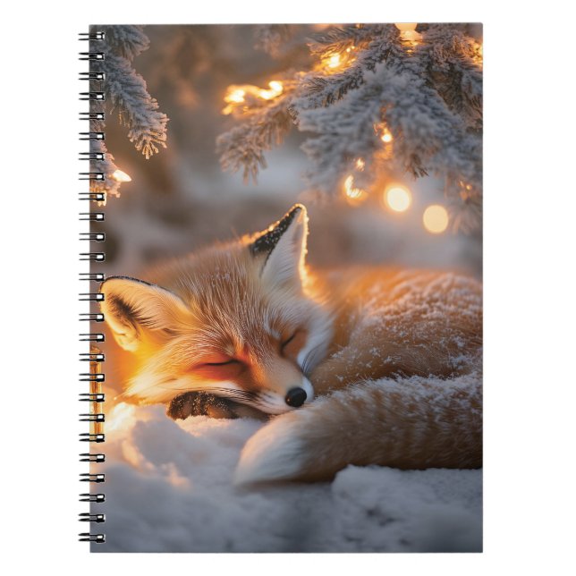 Carnet Renard couché sous Branches neigeuses (Devant)