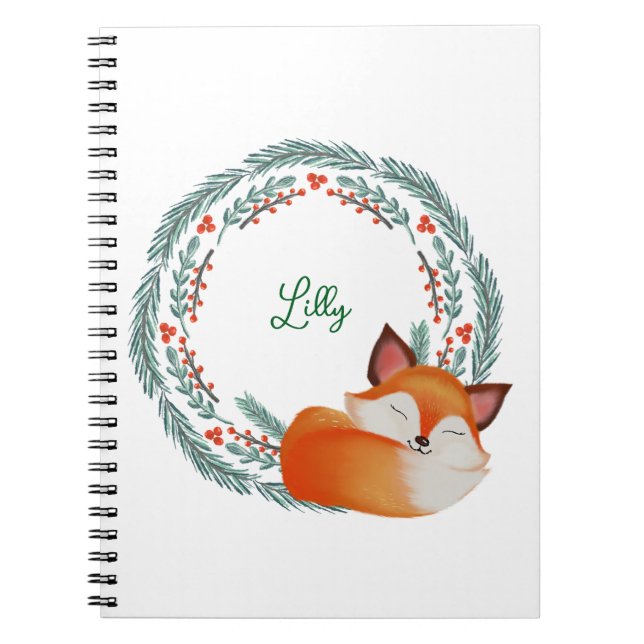 Carnet Renard endormi mignon personnalisé  (Devant)