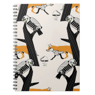 Carnet Renard, hibou, arbre, vintage sans soudure.