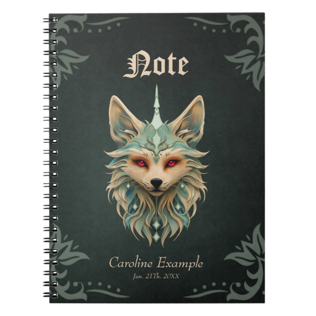 Carnet Renard mystique aux yeux rouges percevants. (Devant)