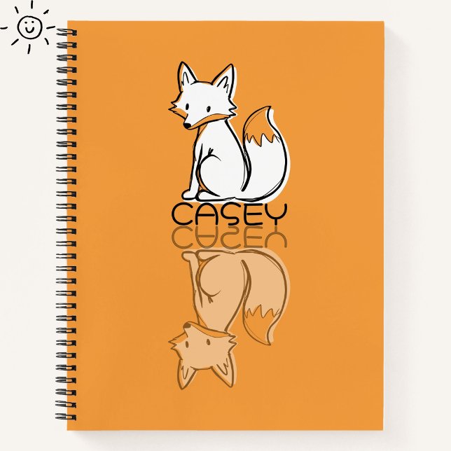 Carnet Renard orange mignon réflexion Doodle Nom personna (Créateur téléchargé)