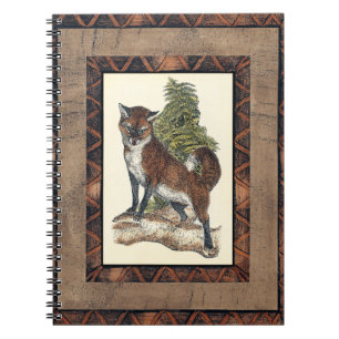 Carnet Renard rustique sur un tronc d'arbre