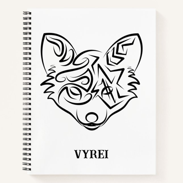 Carnet Renard tribal noir et blanc (Devant)