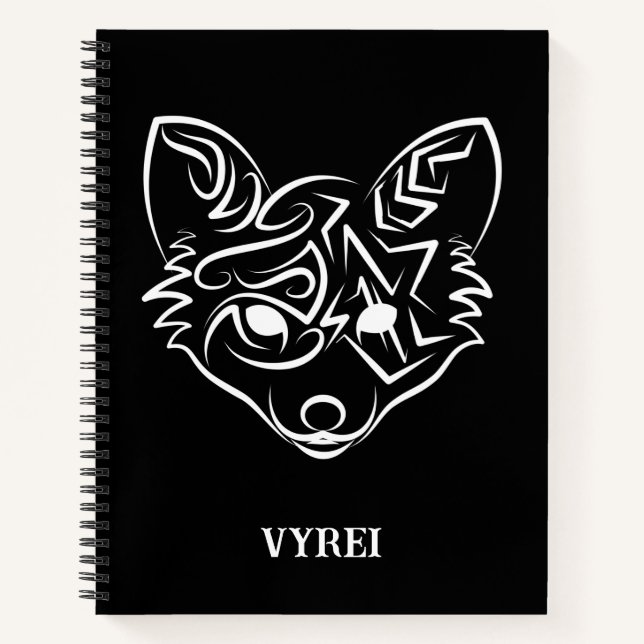 Carnet Renard tribal noir et blanc (Devant)
