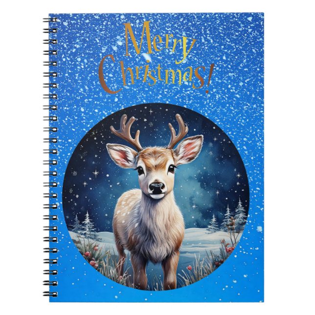 Carnet Renneau avec couronne de Noël joyeux (Devant)
