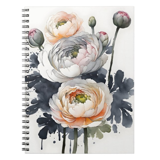 Carnet Renoncule - Fleurs à l'aquarelle (Devant)