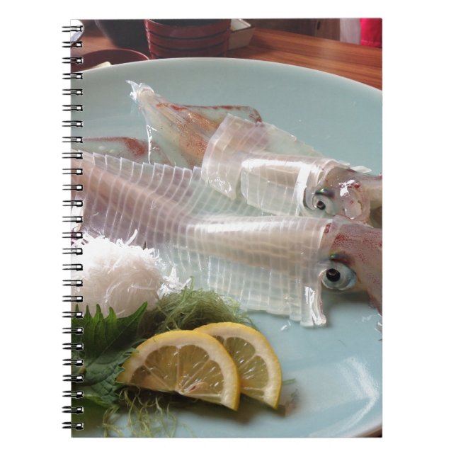 Carnet Repas japonais de sashimi de calamar servi déjeune (Devant)