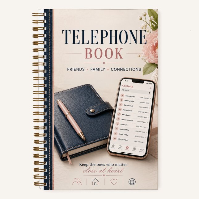 Carnet Répertoire Téléphonique pour Dames Rose et Bleu (Recto)