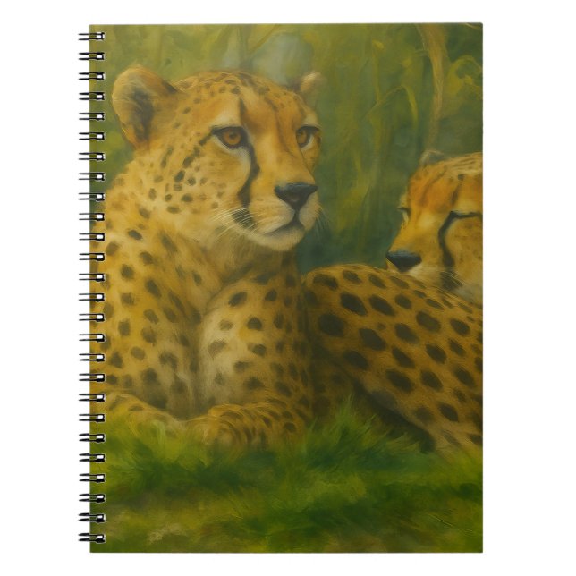 Carnet Repose de Cheetah Duo dans le cadre de la forêt (Devant)