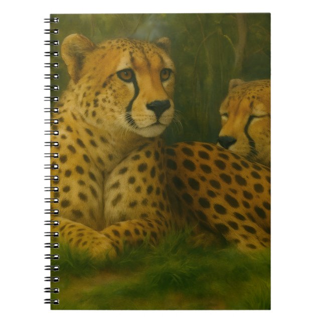 Carnet Repose de Cheetah Duo dans le cadre de la forêt (Devant)