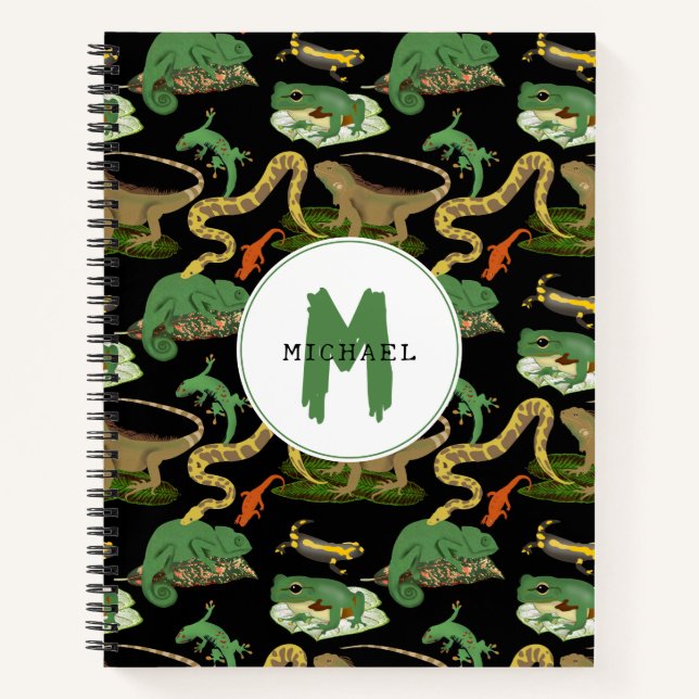 Carnet Reptile, Lézards & Amphibiens Enfants Monogramme (Devant)