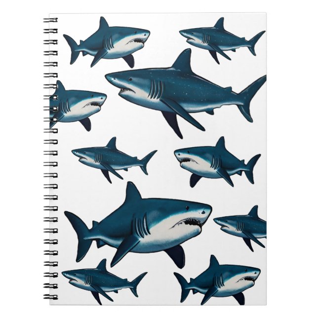 Carnet Requin blanc bleu élégant (Devant)