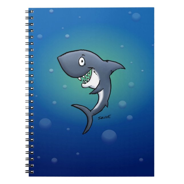 Carnet Requin drôle souriant sur fond bleu (Devant)