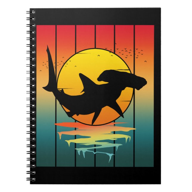 Carnet Requin Marteau Coucher de Soleil Vintage  (Devant)