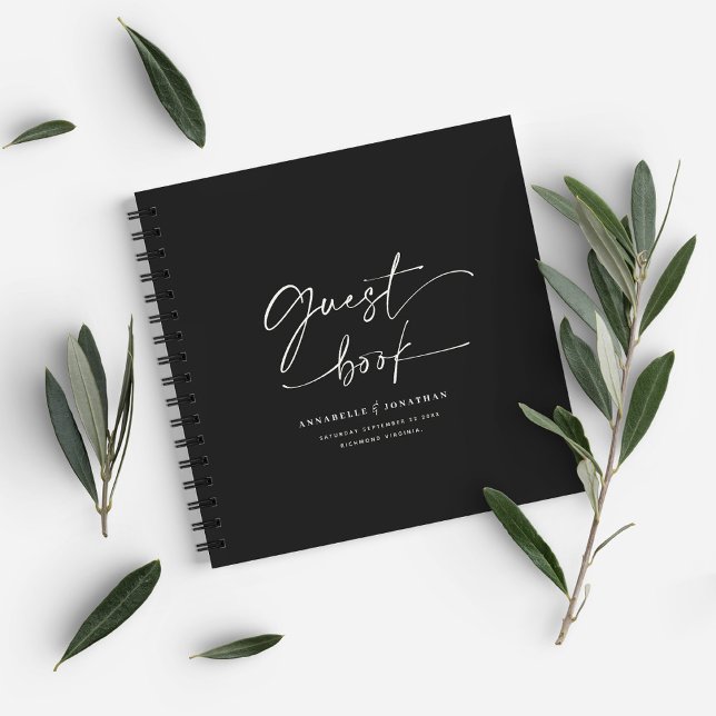 Carnet Réservé mariage noir minimaliste moderne (Créateur téléchargé)