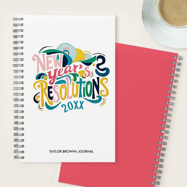 Carnet Résolutions amusantes de Nouvel An Typographie mod (Créateur téléchargé)